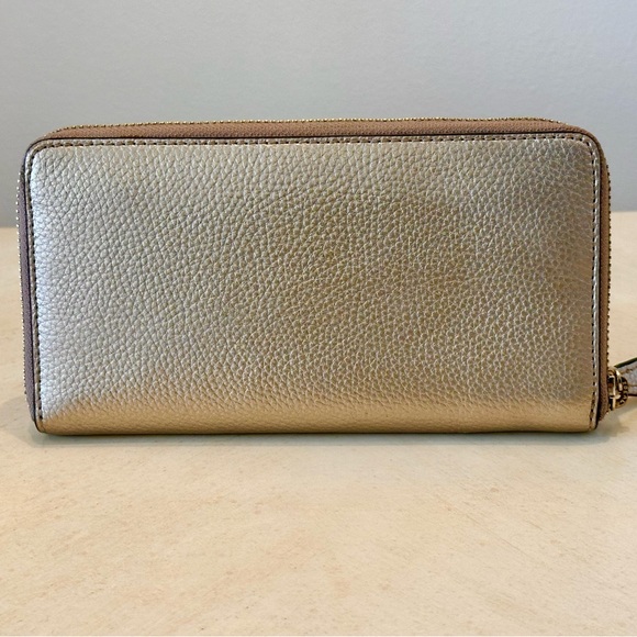COACH Gold Zipper Leather Wallet - Picture 2 of 7